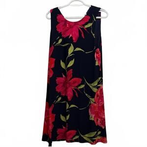 Anne Klein Floral Sleeveless Dress - Black and Pink